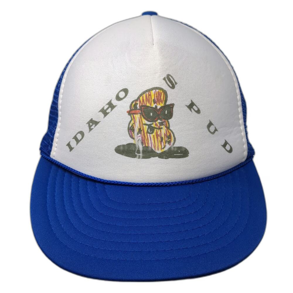 Nissin Cap Idaho Spud Candy Blue Trucker Hat One Size Mesh Back Snapback Graphic